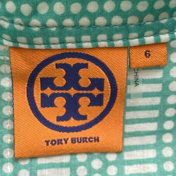 Tory Burch Green & White Sequin Stephanie Tunic. Size 6. Excellent Condition. - Picture 5 of 8